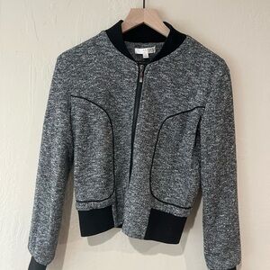 Women's Kenar Gray and Black Cropped Knit Running Jacket, Size S